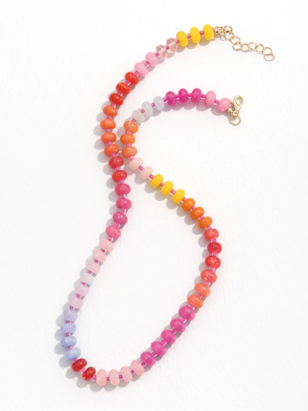 New Anthropologie Beaded Glass & Gemstone Dopamine Rainbow Necklace - Picture 7 of 13